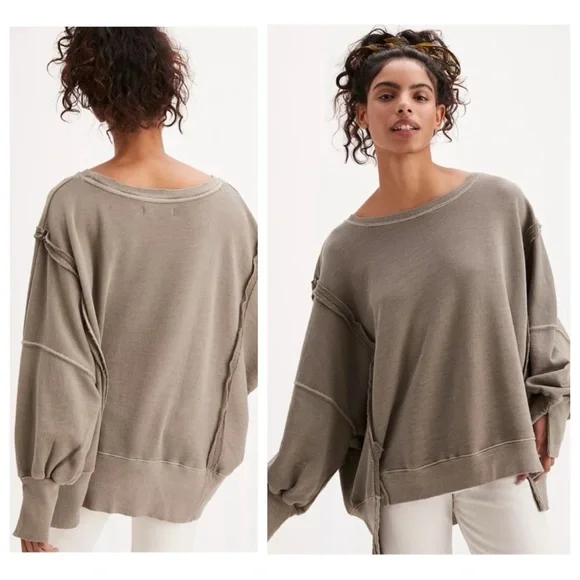 NEW Free People x We The Free Camden Sweatshirt in Phantom Heather - Picture 6 of 8